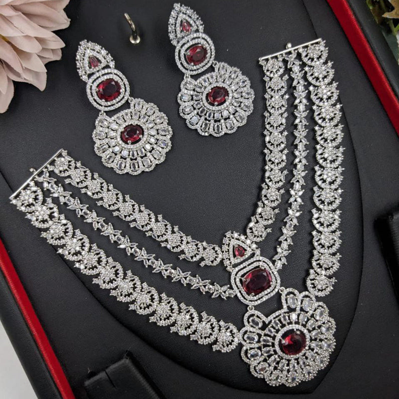 Aamrapali Silver Plated American Diamond Necklace Set