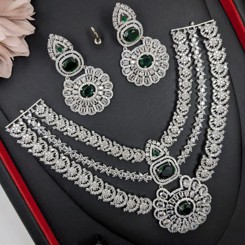 Aamrapali Silver Plated American Diamond Necklace Set