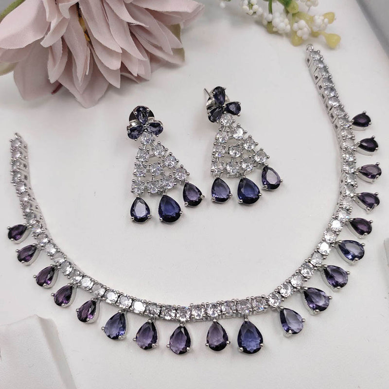 Aamrapali Silver Plated American Diamond Necklace Set