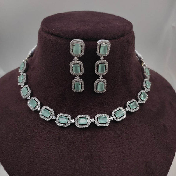 Aamrapali Silver Plated American Diamond Necklace Set