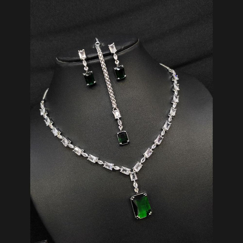 Aamrapali Silver Plated American Diamond Necklace Set