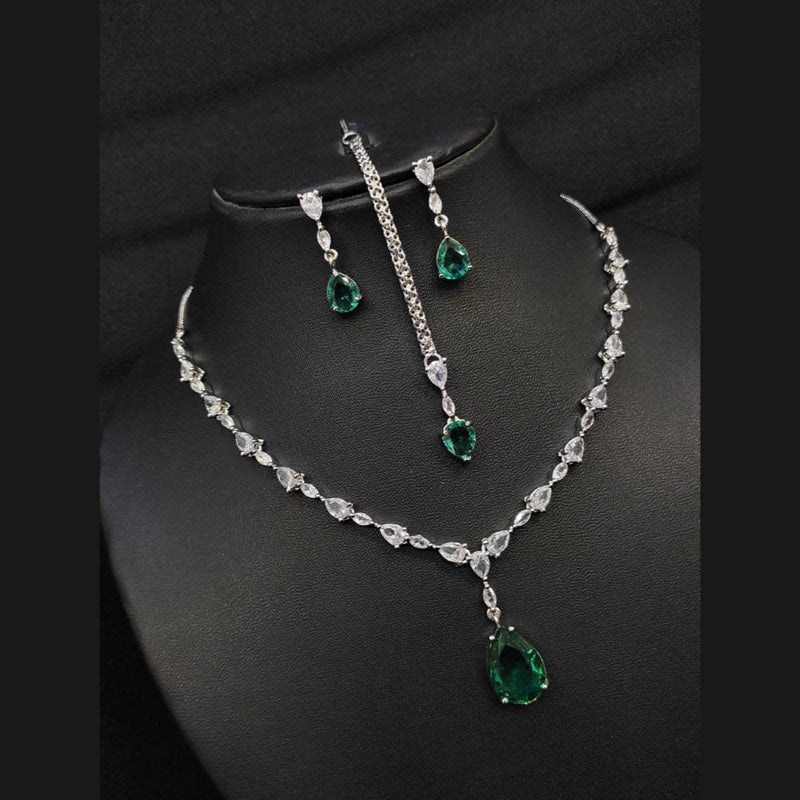 Aamrapali Silver Plated American Diamond Necklace Set