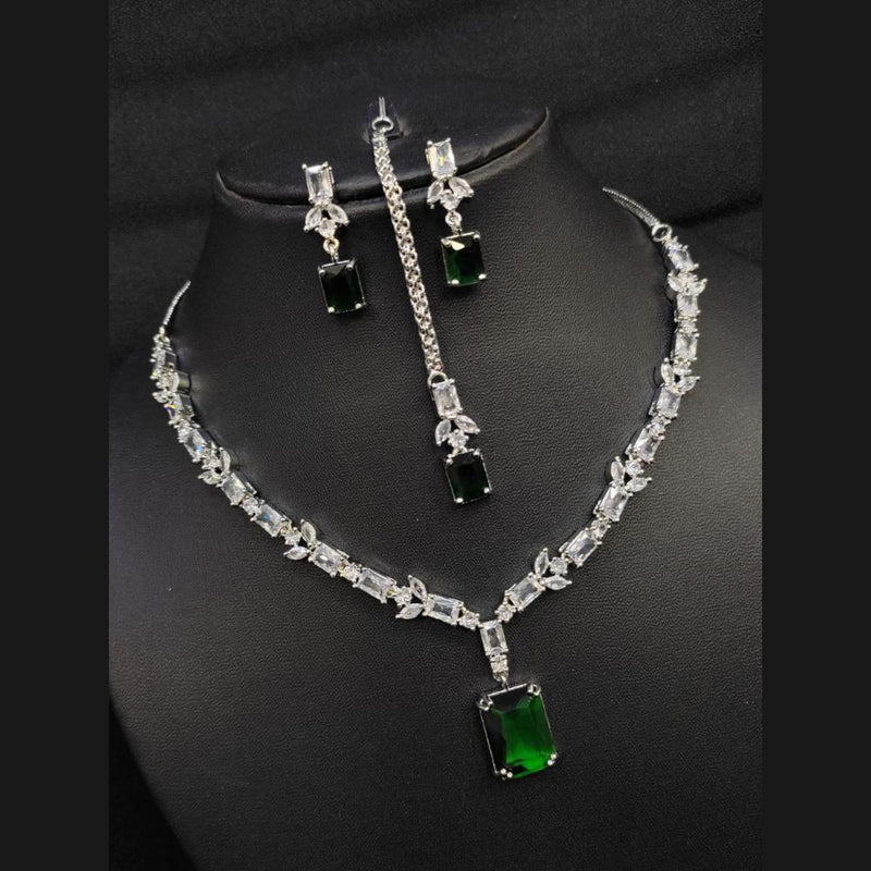 Aamrapali Silver Plated American Diamond Necklace Set