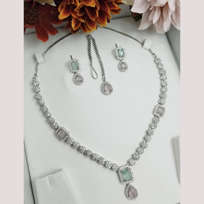 Aamrapali Silver Plated American Diamond Necklace Set