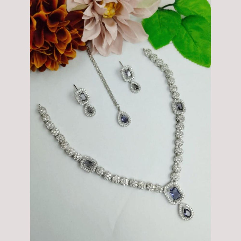 Aamrapali Silver Plated American Diamond Necklace Set