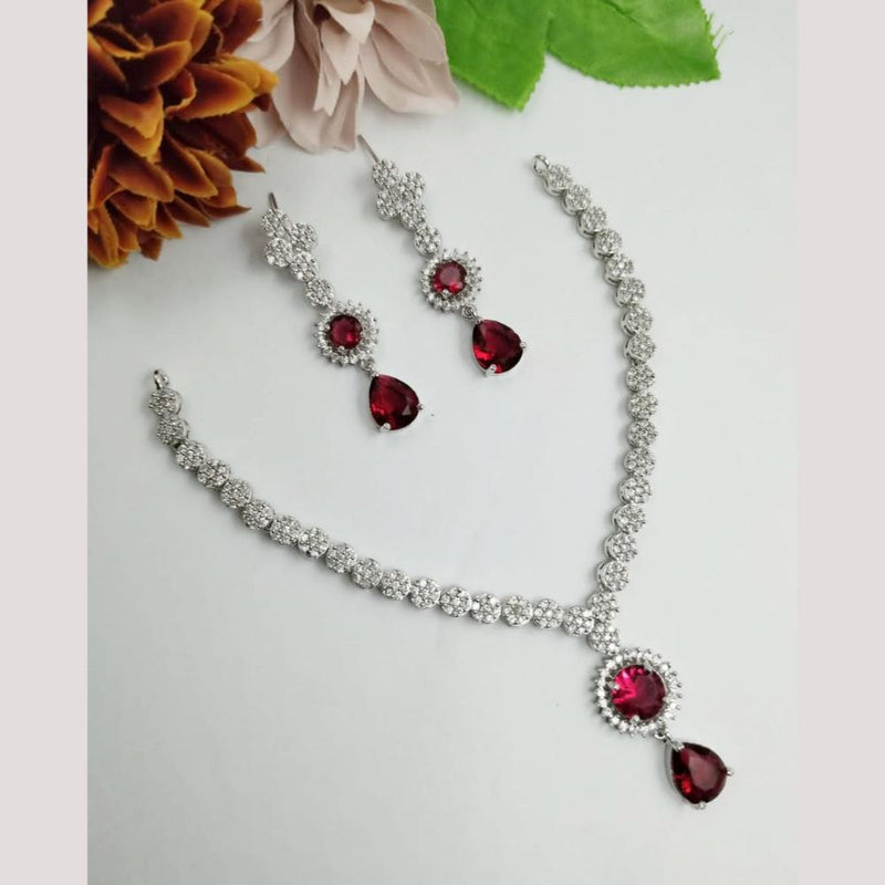 Aamrapali Silver Plated American Diamond Necklace Set