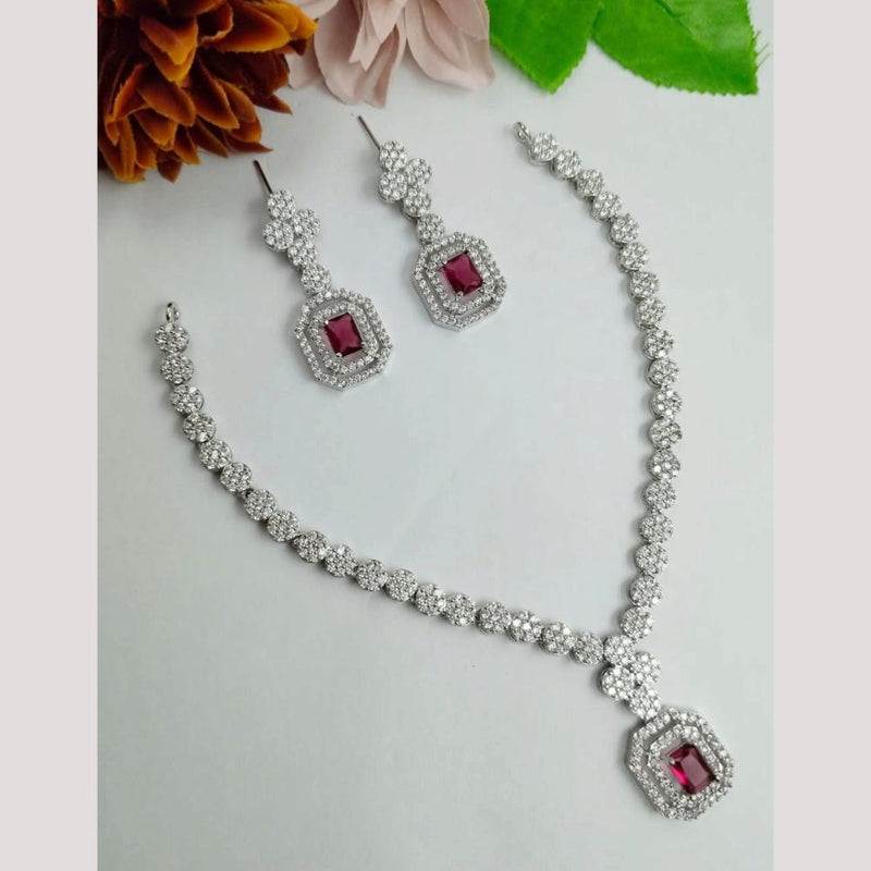 Aamrapali Silver Plated American Diamond Necklace Set