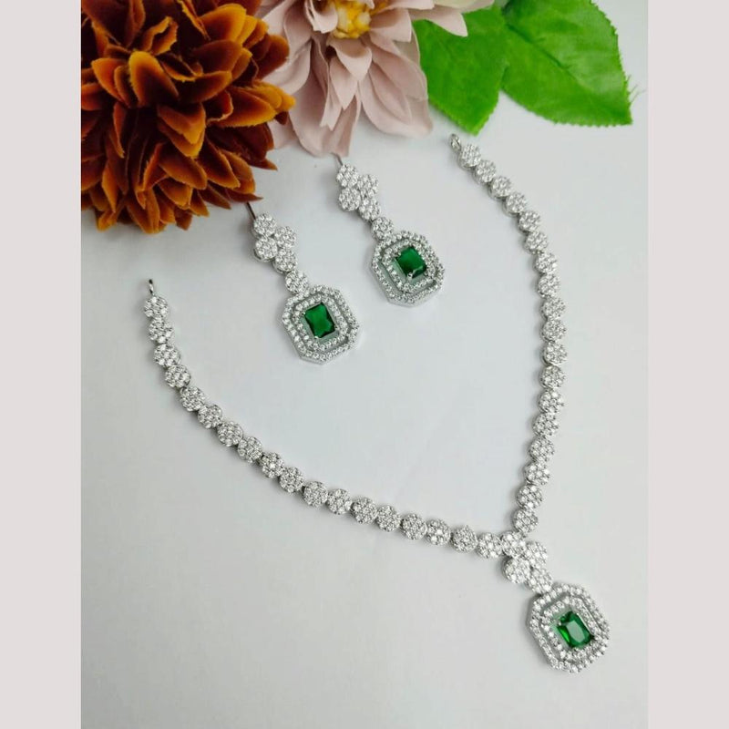 Aamrapali Silver Plated American Diamond Necklace Set