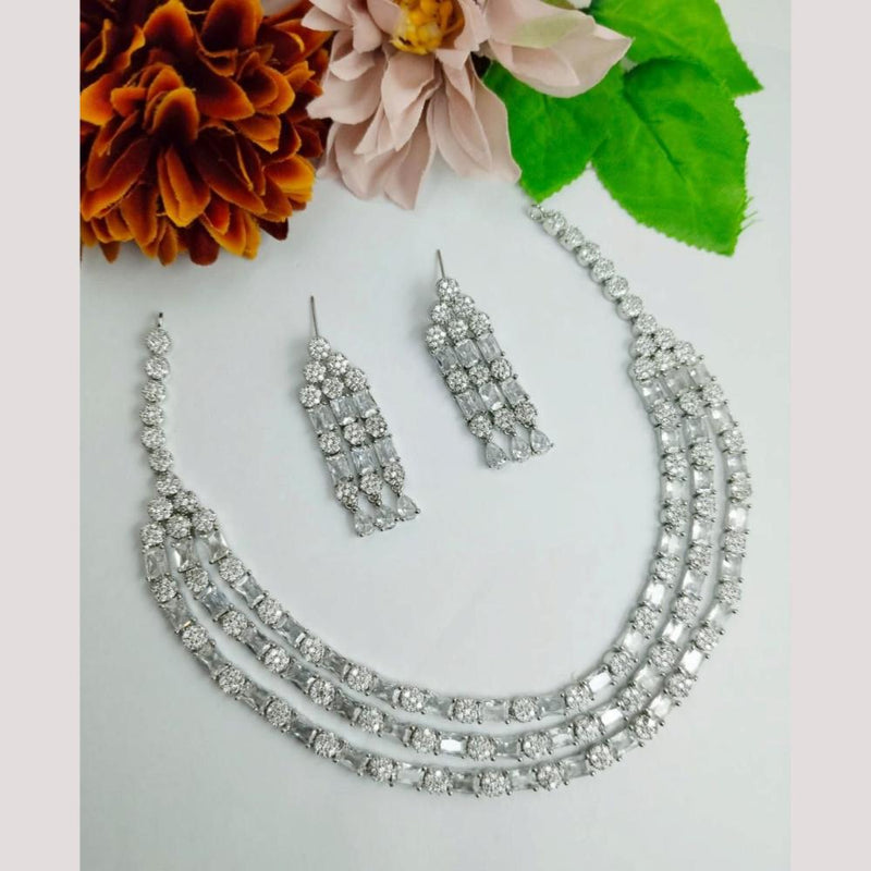 Aamrapali Silver Plated American Diamond Necklace Set