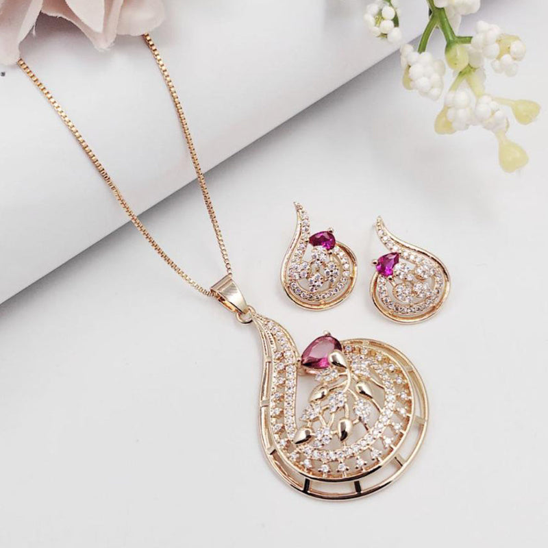 Aamrapali Gold Plated AD Chain Pendant