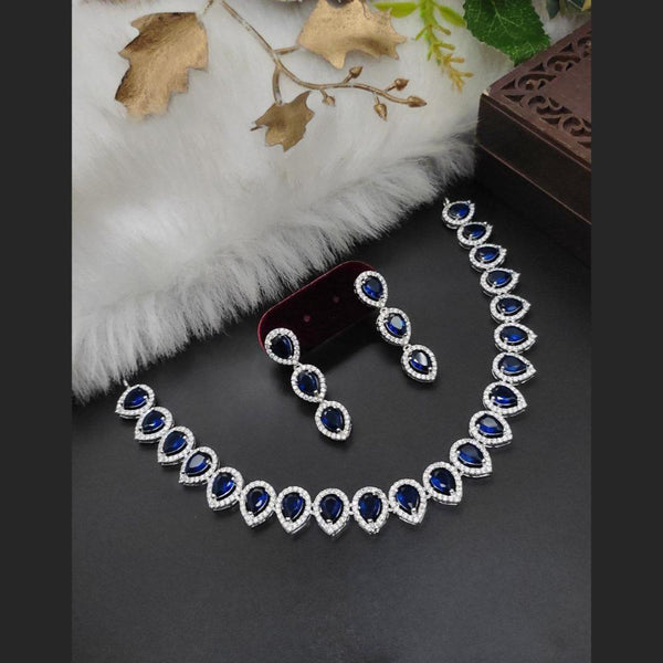 Aamrapali Silver Plated American Diamond Necklace Set