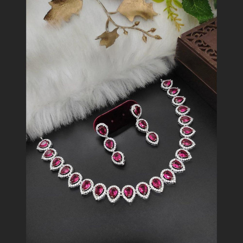 Aamrapali Silver Plated American Diamond Necklace Set