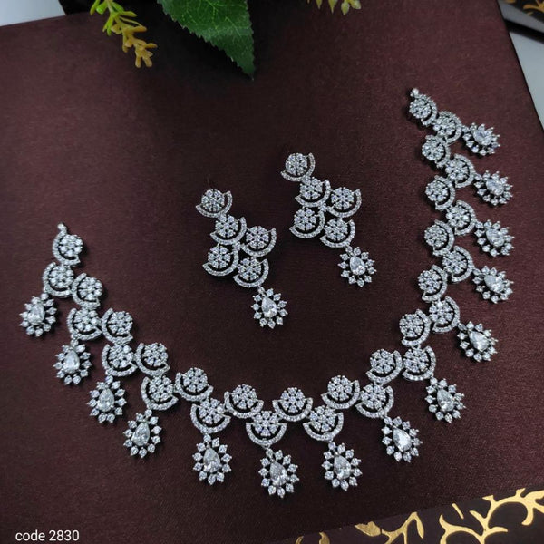 Aamrapali Silver Plated American Diamond Necklace Set