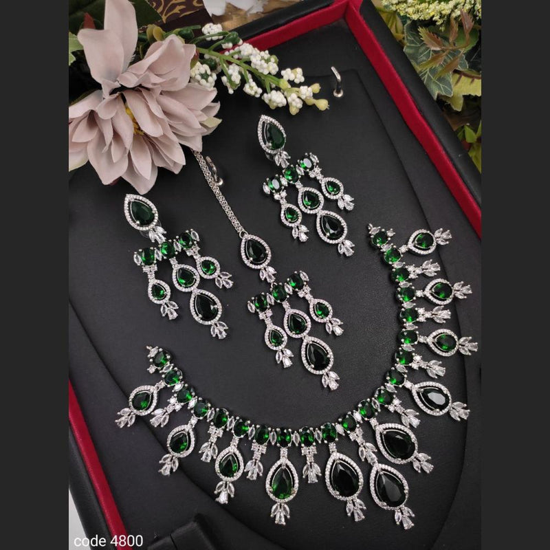 Aamrapali Silver Plated American Diamond Necklace Set