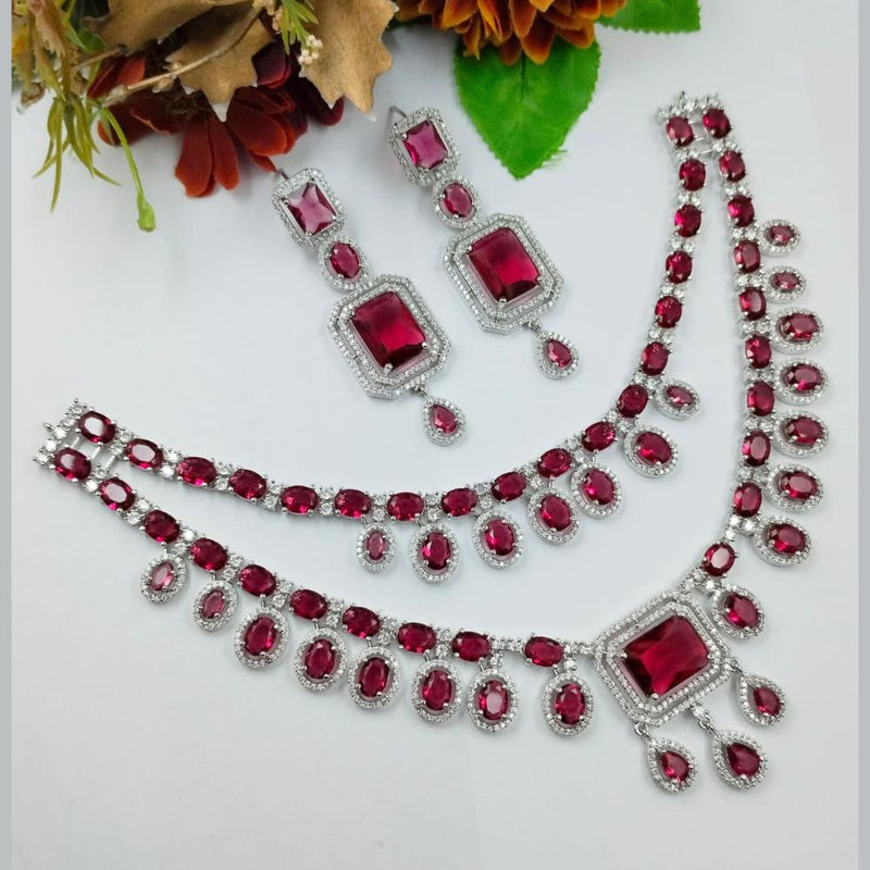 Aamrapali Silver Plated American Diamond Necklace Set