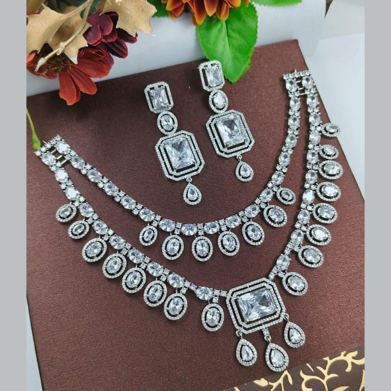 Aamrapali Silver Plated American Diamond Necklace Set