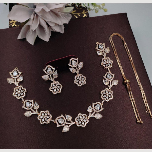 Aamrapali Gold Plated American Diamond Necklace Set