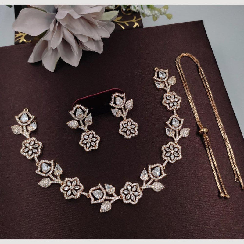 Aamrapali Gold Plated American Diamond Necklace Set