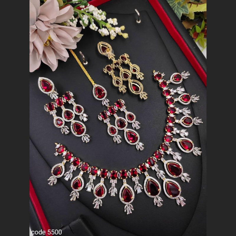 Aamrapali Gold Plated American Diamond Necklace Set