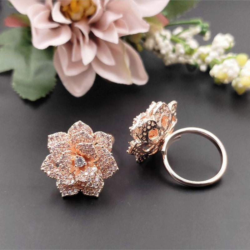 Aamrapali Rose Gold Plated American Diamond Ring