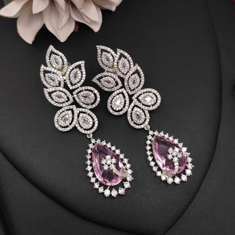 Aamrapali Silver Plated AD Dangler Earrings