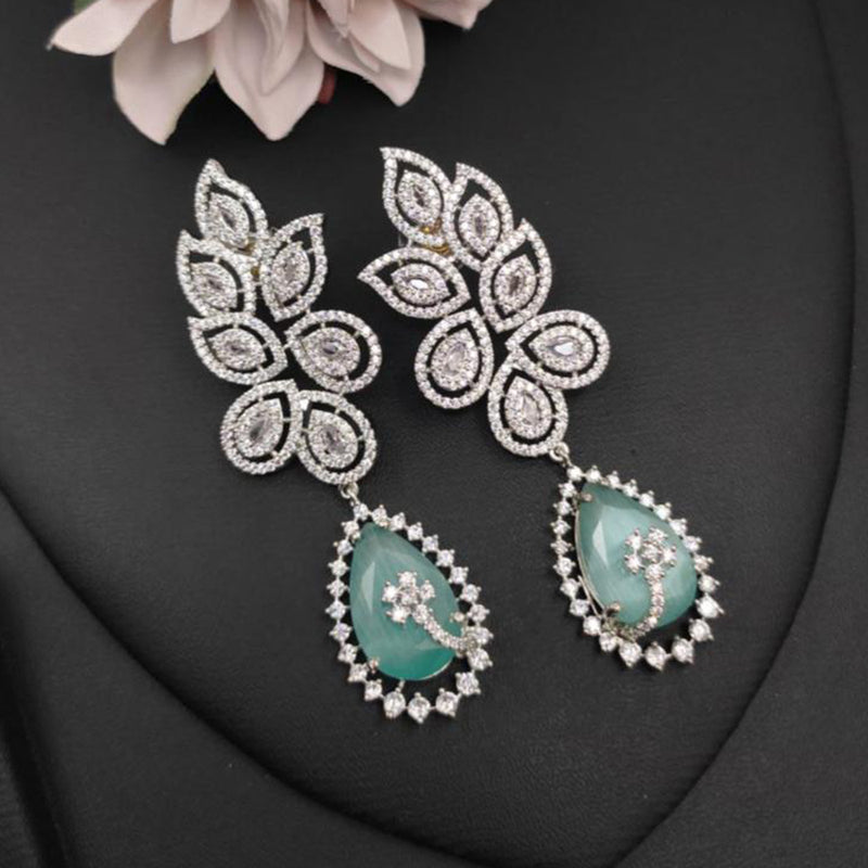 Aamrapali Silver Plated AD Dangler Earrings