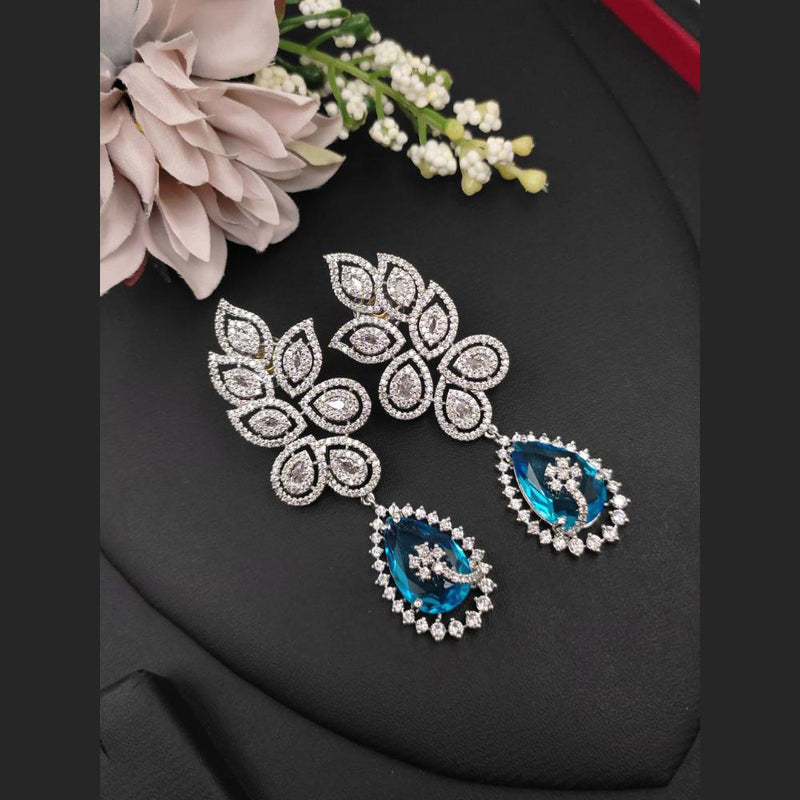 Aamrapali Silver Plated AD Dangler Earrings