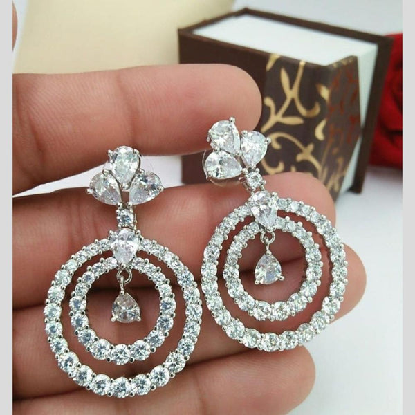 Aamrapali  Silver Plated  American  Diamond  Dangler  Earrings