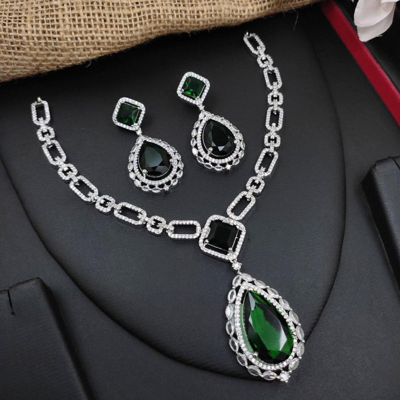 Aamrapali Silver Plated AD Necklace Set