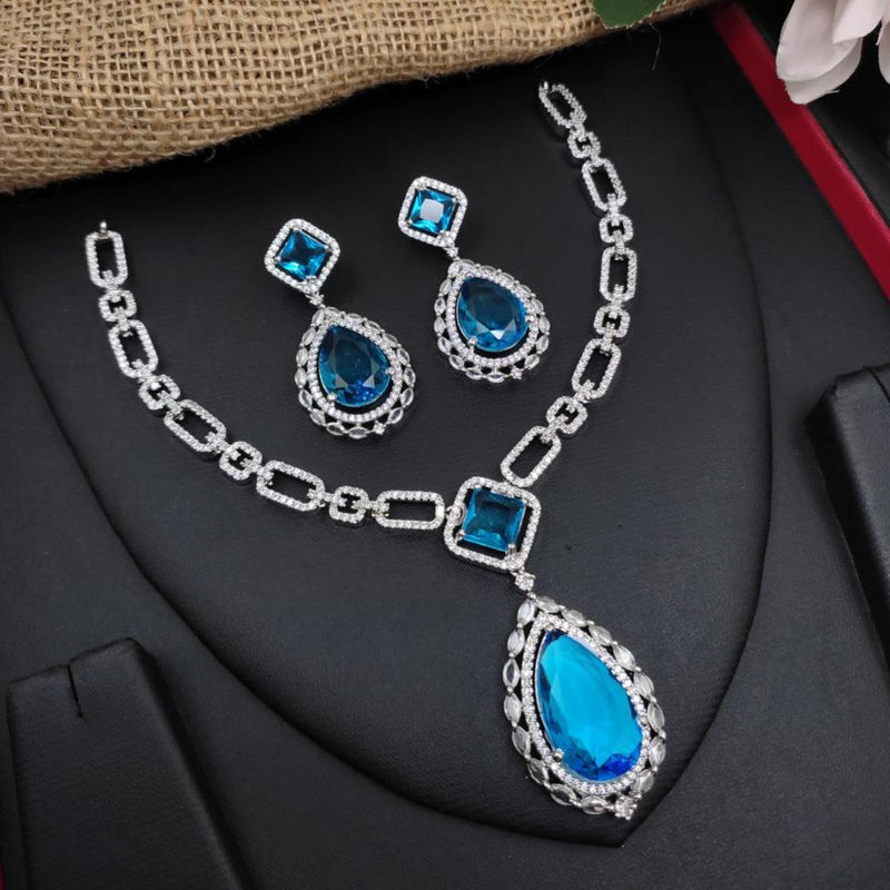 Aamrapali Silver Plated AD Necklace Set