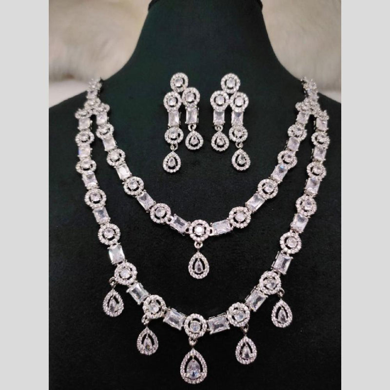 Aamrapali Silver Plated AD Necklace Set