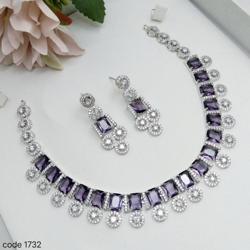 Aamrapali Silver Plated American Diamond Necklace Set