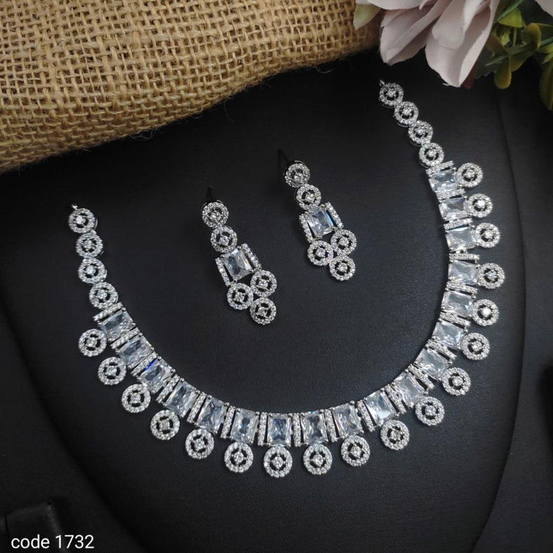 Aamrapali Silver Plated American Diamond Necklace Set