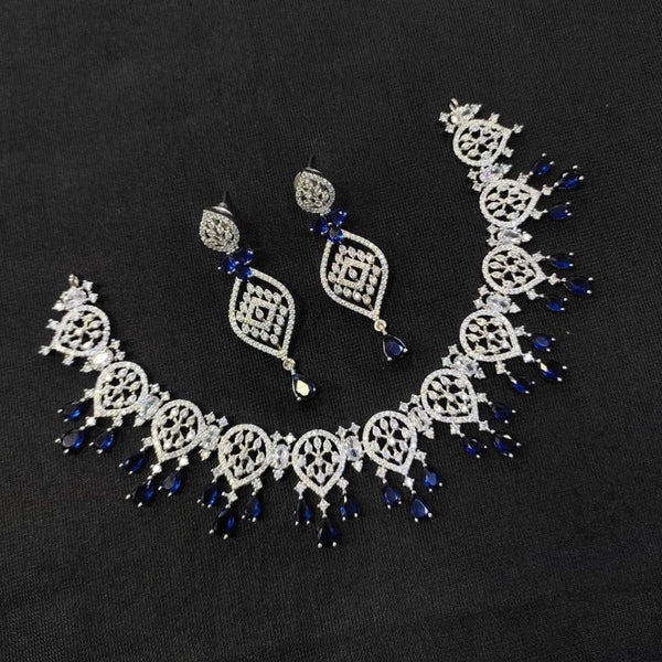 Aamrapali Silver Plated American Diamond Necklace Set