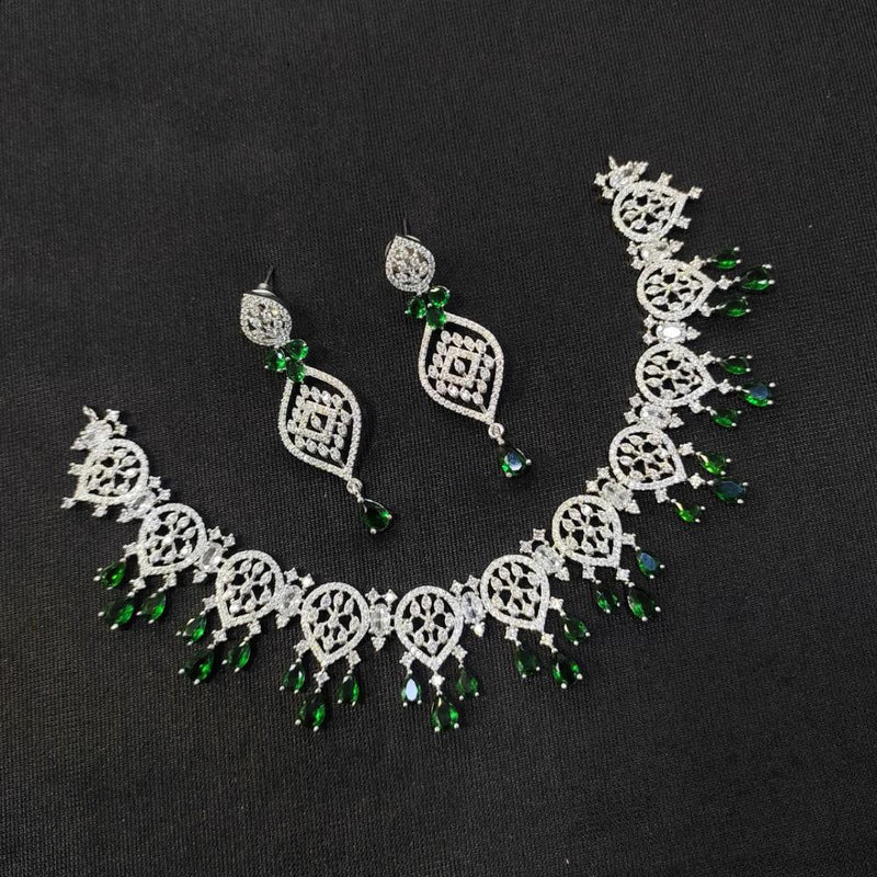 Aamrapali Silver Plated American Diamond Necklace Set