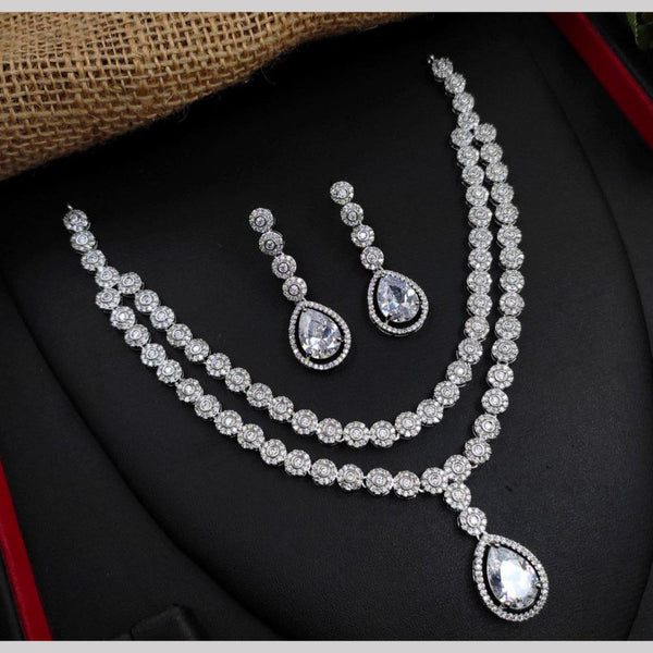 Aamrapali Silver Plated American Diamond Necklace Set