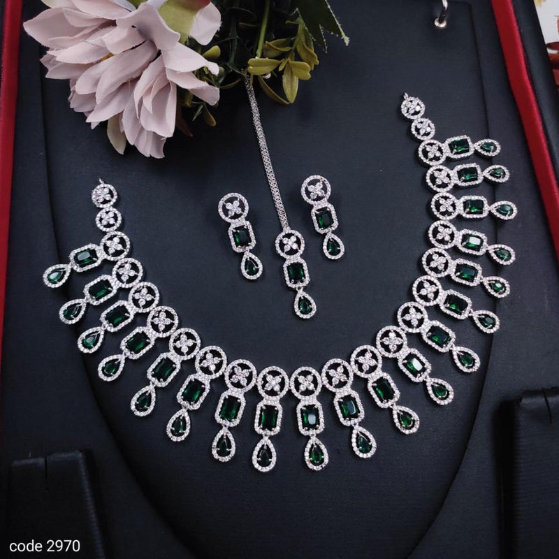 Aamrapali Silver Plated American Diamond Necklace Set