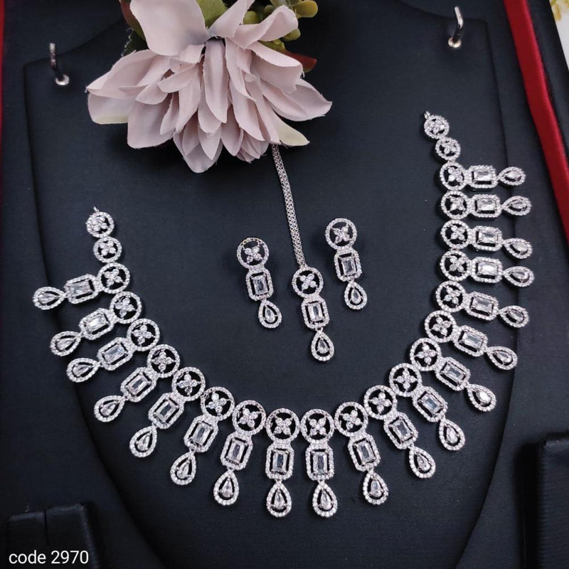 Aamrapali Silver Plated American Diamond Necklace Set