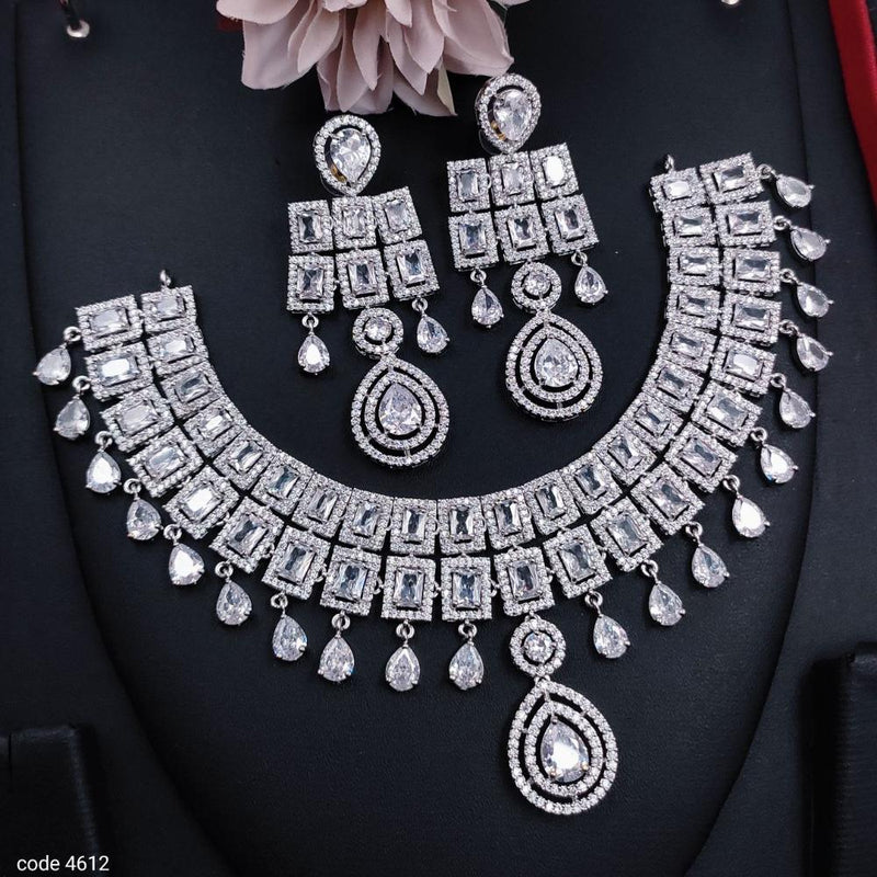 Aamrapali Silver Plated American Diamond Necklace Set