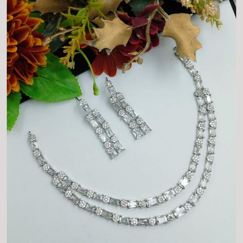 Aamrapali Silver Plated American Diamond Necklace Set