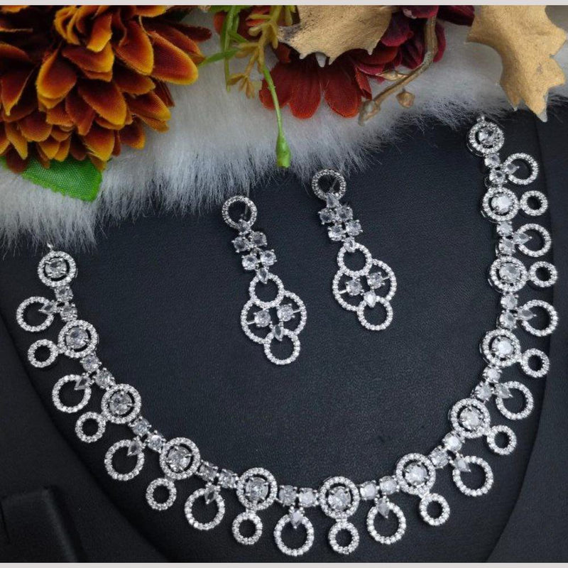 Aamrapali Silver Plated American Diamond Necklace Set