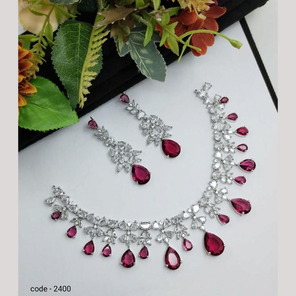 Aamrapali Silver Plated American Diamond Necklace Set