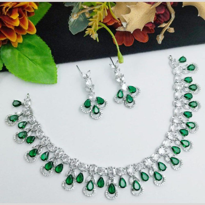 Aamrapali Silver Plated American Diamond Necklace Set