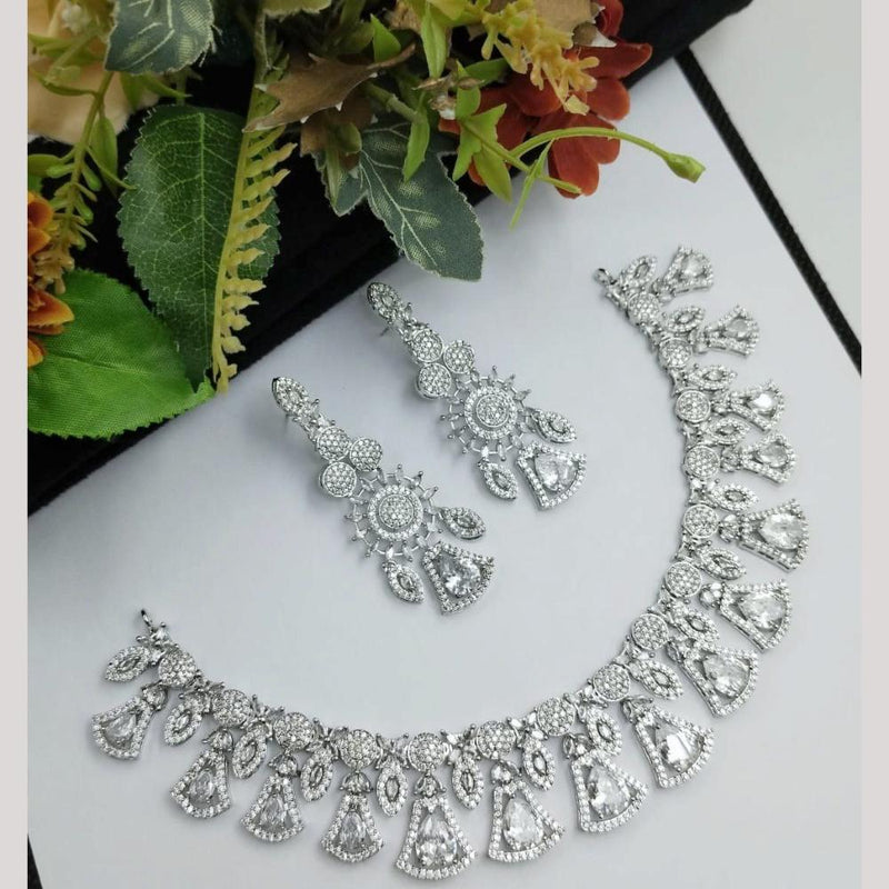 Aamrapali Silver Plated American Diamond Necklace Set