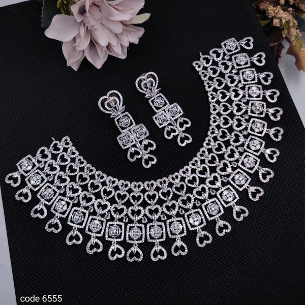 Aamrapali Silver Plated American Diamond Necklace Set