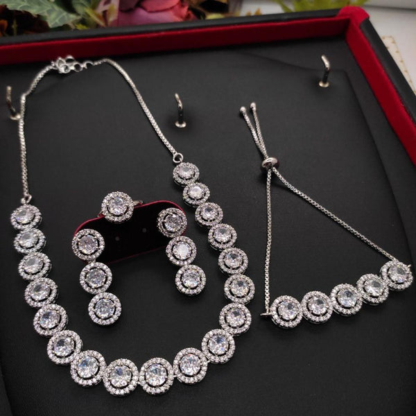 Aamrapali Silver Plated American Diamond Combo Set