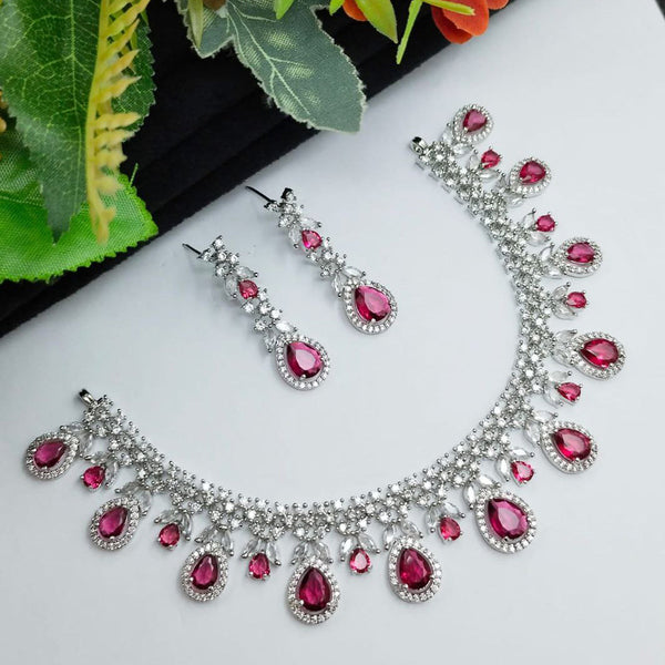 Aamrapali Silver Plated AD Necklace Set