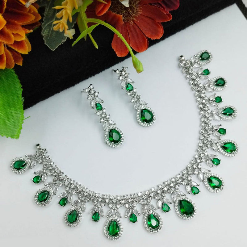 Aamrapali Silver Plated AD Necklace Set