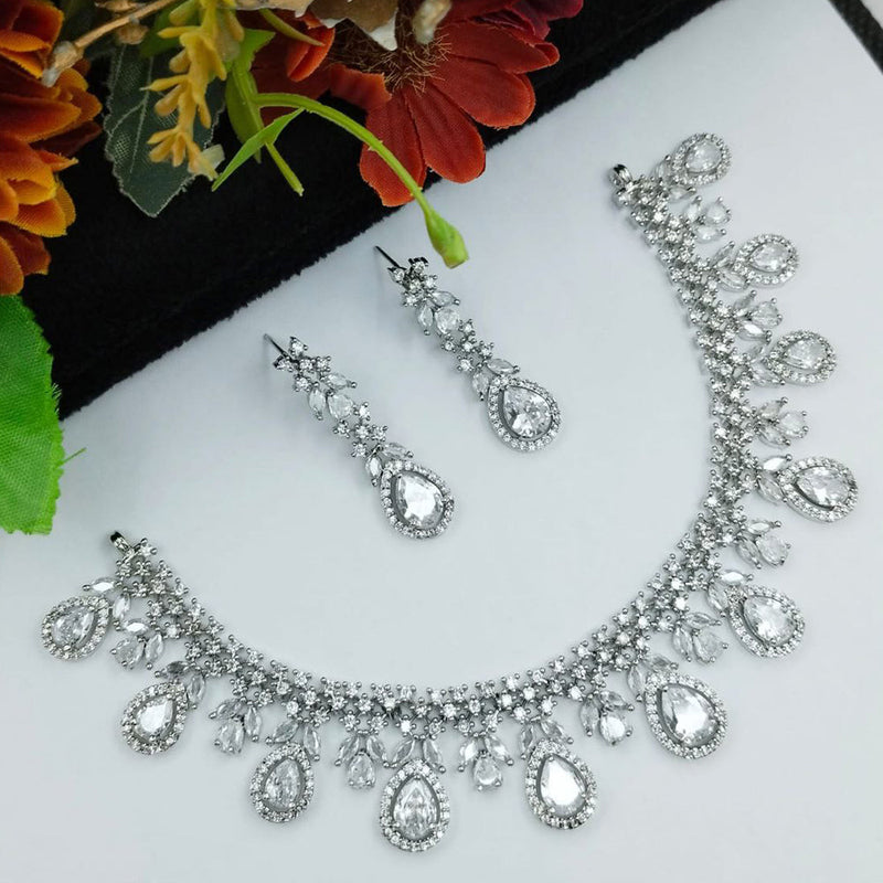 Aamrapali Silver Plated AD Necklace Set