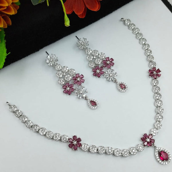 Aamrapali Silver Plated AD Necklace Set